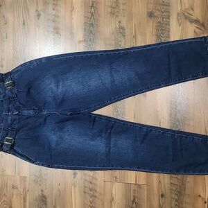 Boden Tapered Leg Paperbag Buckle Denim Dark Wash Soft High Rise Waisted Size 10